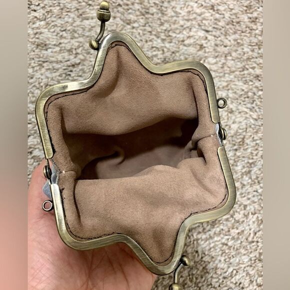 Chic Handsewn Genuine Embossed Leather Castle Shaped & Coin Purse with Chain - Picture 8 of 14